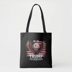 Tote Bag Trump 45e 47e Président Drapeau 2025 Aigle Amériqu