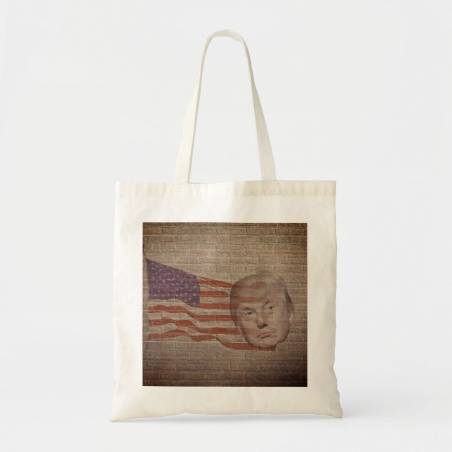 Tote Bag Trump Drapeau Conception de mur en brique Fourre-t (Devant)