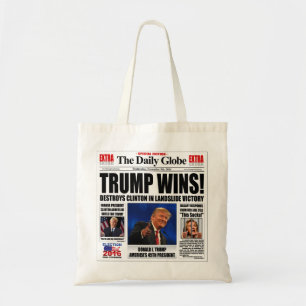 Tote Bag Trump Gagne ! Satire de journal anti-Clinton drôle