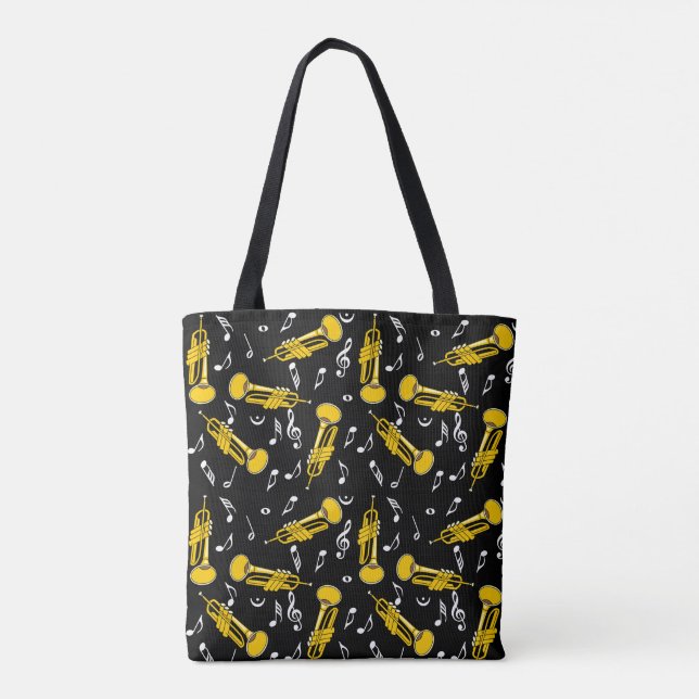 Tote Bag Trumpet Music Notes Motif (Dos)