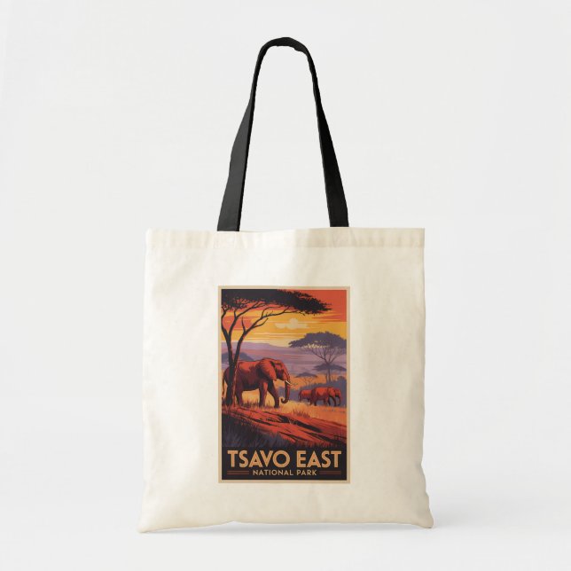 Tote Bag Tsavo East National Park Kenya Illustration Travel (Devant)