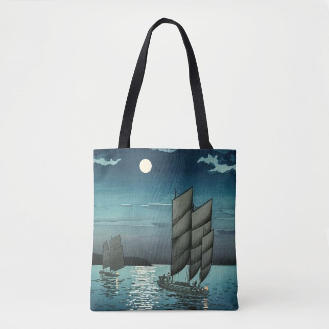 Tote Bag Tsuchiya Koitsu - Bateaux à Shinagawa, Nuit (Devant)