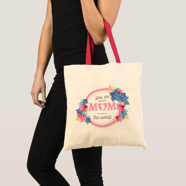 Tote Bag Tu es la meilleure maman du monde florale (Devant (produit))