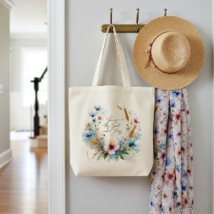 Tote Bag Tu es le Dieu qui reste, floral aquarelle