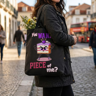 Tote Bag Tu Veux un Morceau de Moi Gâteau Dessin Animé Drôl