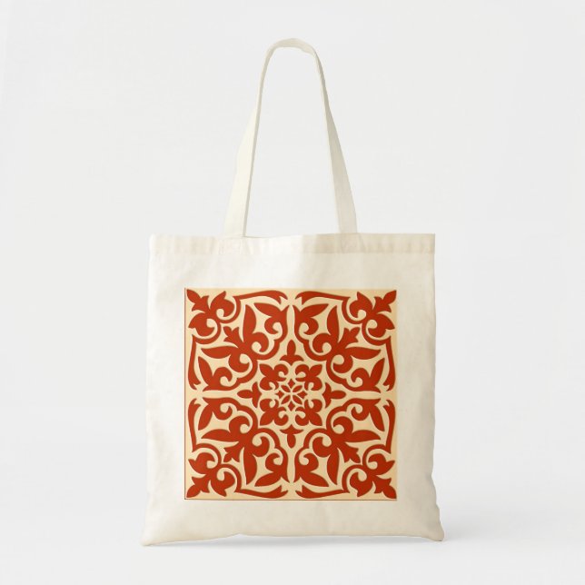 Tote Bag Tuiles marocaines - corail orange et pêche (Devant)