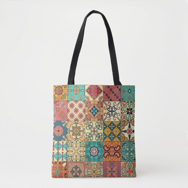 Tote Bag Tuiles portugaises : motif sans couture de style A (Devant)