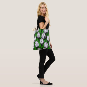Tote Bag Tulières blanches avec feuilles verts