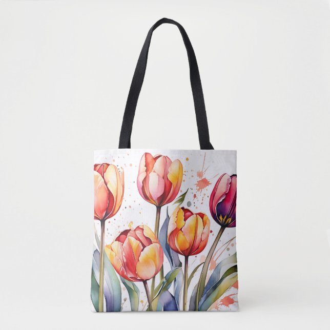 Tote Bag Tulip Gras Fleur Coloré Moderne (Devant)