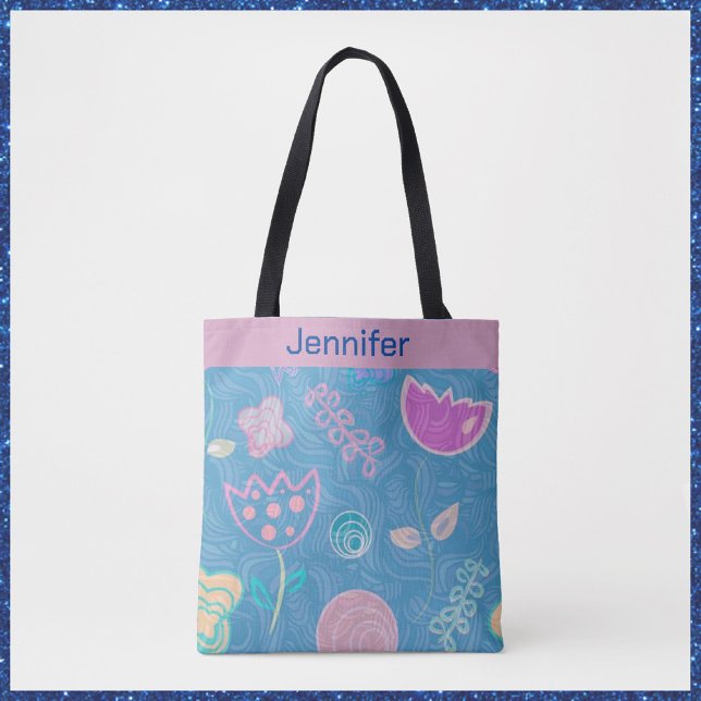 Tote Bag Tulipe florale moderne rose et violet (Créateur téléchargé)