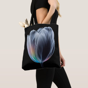 Tote Bag Tulipe Iridescente en noir
