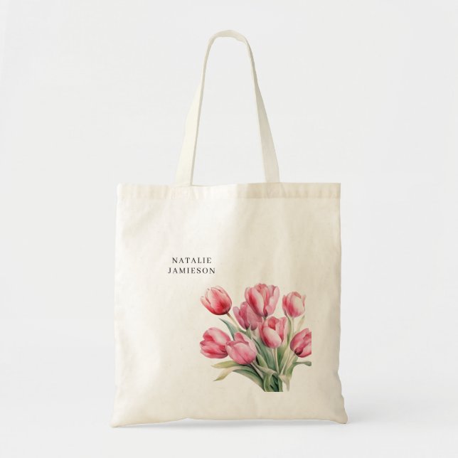 Tote Bag Tulipe printemps personnalisable (Devant)