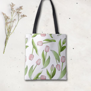 Tote Bag Tulipe Rose Moderne