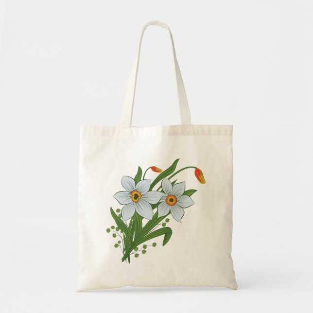 Tote Bag Tulipes et jonquilles fleurs (Devant)