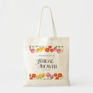 Tote Bag Tulipes Florales Roses Orange Moderne pour une Fêt