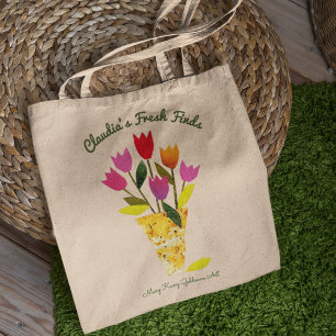 Tote Bag Tulipes rétro colorées Personnalisées Manger saine