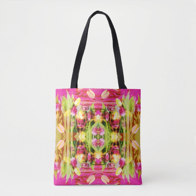 Tote Bag TULIPS - Tulipes colorées d'art fractal - (Devant)