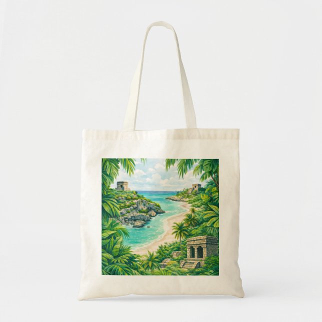 Tote Bag Tulum Mexique Ruines Maya Plage Tropicale (Devant)