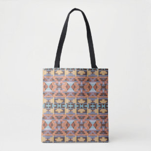 Tote Bag Turquoise Abstraite et Tribal Fourre-tout Brown