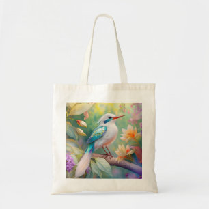 Tote Bag Turquoise aile  crête blanche Imaginaire Oiseau