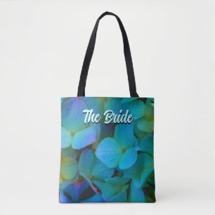 Tote Bag Turquoise bleu jaune rose hydrangée fleurit la Mar