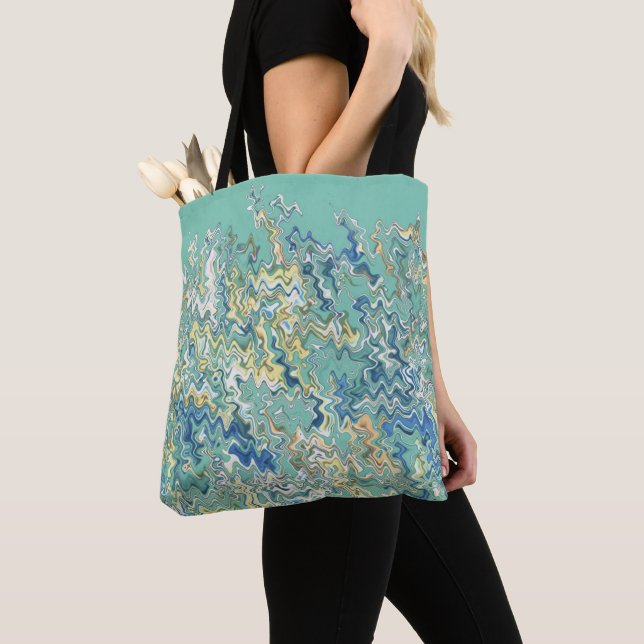 Tote Bag Turquoise bleu turquoise vert chic Motif unique (De près)