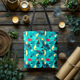 Tote Bag Turquoise Calme Abstrait - Moderne en Turquoise, J