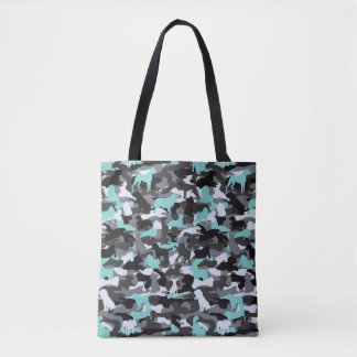 Tote Bag Turquoise Chien et Camo d'os Imprimé Fourre-tout