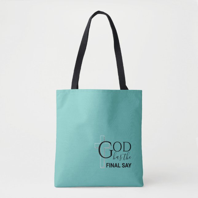 Tote Bag Turquoise élégant DIEU A LE DERNIER DIT Christian (Devant)