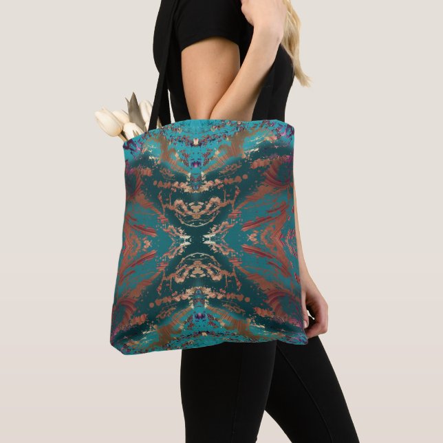 Tote Bag Turquoise élégant et bronze (De près)