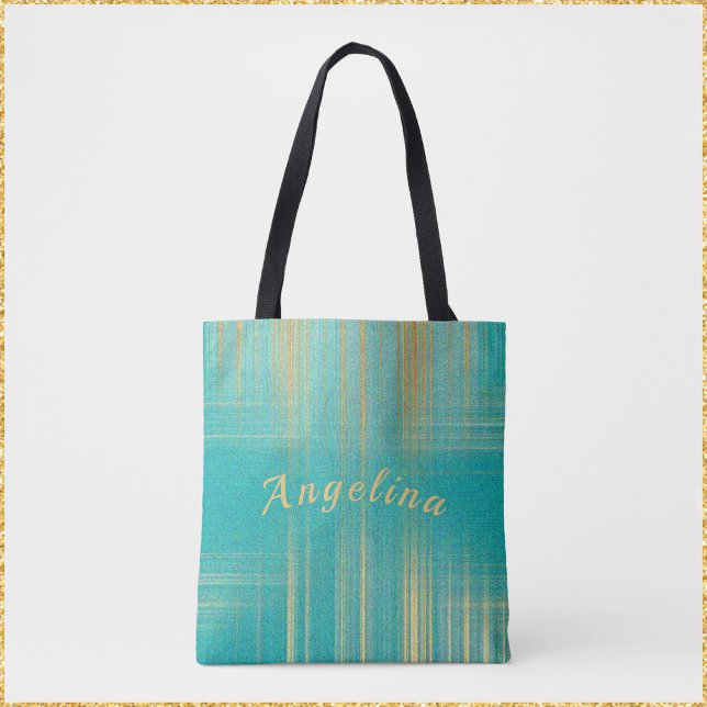 Tote Bag Turquoise et or moderne (Créateur téléchargé)