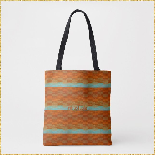 Tote Bag Turquoise géométrique et Abstrait orange (Créateur téléchargé)
