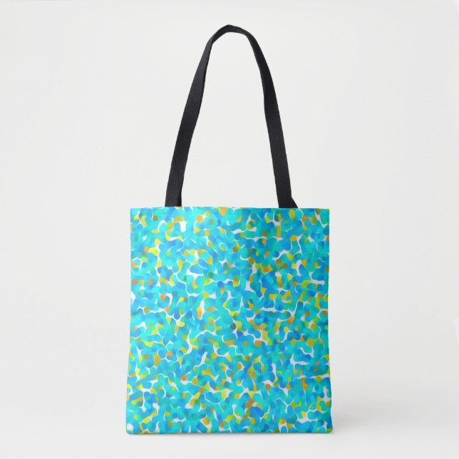 Tote Bag Turquoise Jaune Vert Bleu Noir Abstrait Motif (Devant)