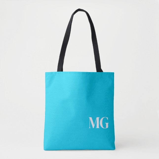 Tote Bag Turquoise Monogramme (Devant)