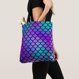 Tote Bag Turquoise Pink Blue Mermaid Balances Imaginaire Po