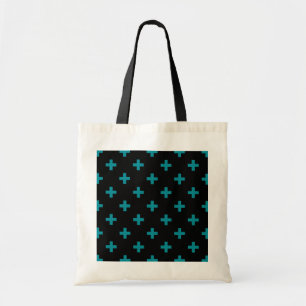 Tote Bag Turquoise polka croise sur noir