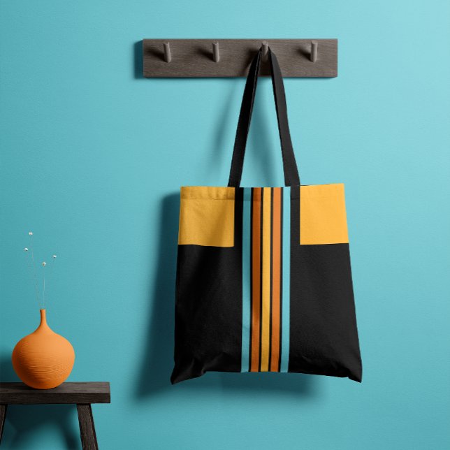 Tote Bag Turquoise rétro et bande orange (This bag can keep up with your high energy life!)