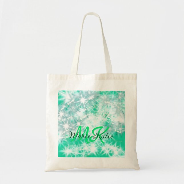 Tote Bag Turquoise turquoise agate aqua monogramme ajouter  (Devant)