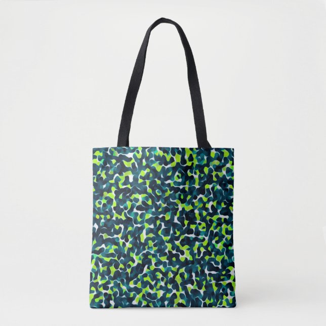 Tote Bag Turquoise Vert Bleu Noir Abstrait Motif (Devant)