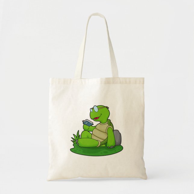 Tote Bag Turtle Reading Book (Devant)
