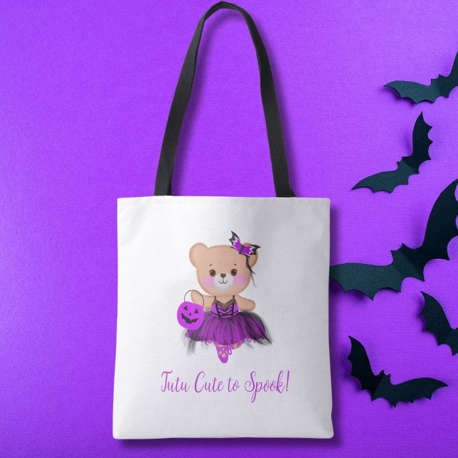 Tote Bag Tutu Cute to Spook ! Sorcière Ours Teddy Ballerina (Créateur téléchargé)