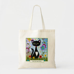 Tote Bag Tuxedo Chat Assis Dans Un Jardin Personnalisé