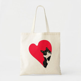 Tote Bag Tuxedo Chat Valentine Coeur pour Kitten et animal