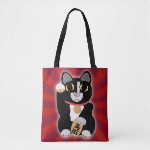 Tote Bag Tuxedo Lucky Cat Cartoon Fortune Animal Kitty