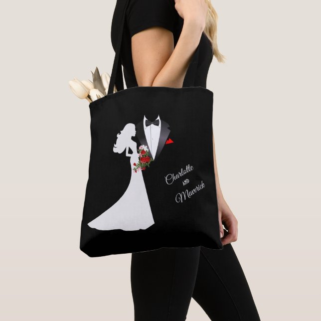 Tote Bag Tuxedo Suit & Mariée Silhouette Mariage Favoriser (De près)