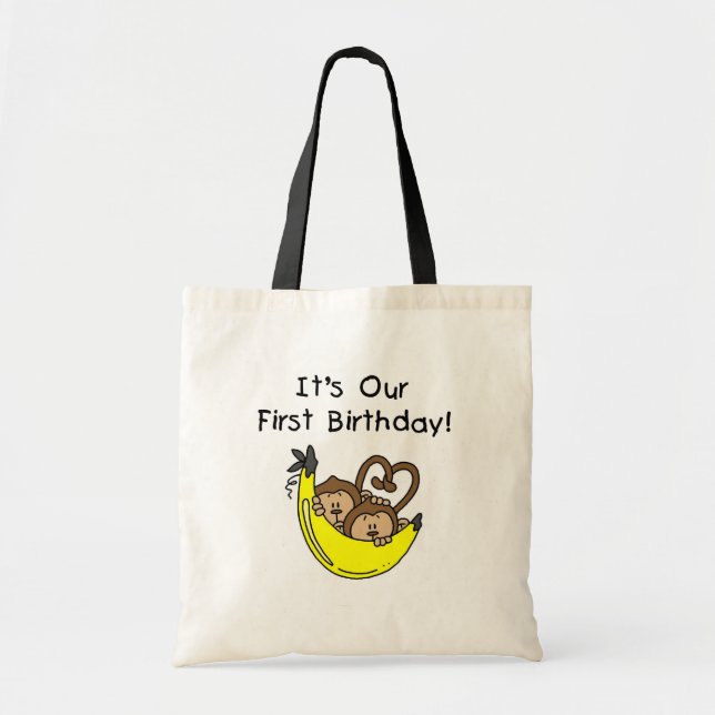 Tote Bag Twin Boys 1st Birthday Monkey Tshirts et cadeaux (Devant)