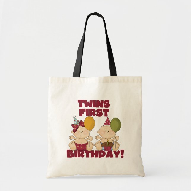 Tote Bag Twins 1er Anniversaire T-shirts et cadeaux garçon/ (Devant)