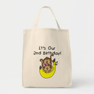 Tote Bag Twins Monkey Boy and Girl 2e anniversaire