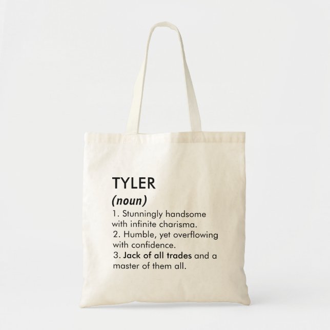 Tote Bag Tyler name, Editable name, Custom name (Devant)