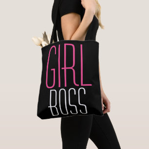 Tote Bag Typographie à la mode Boss rose blanc sur noir